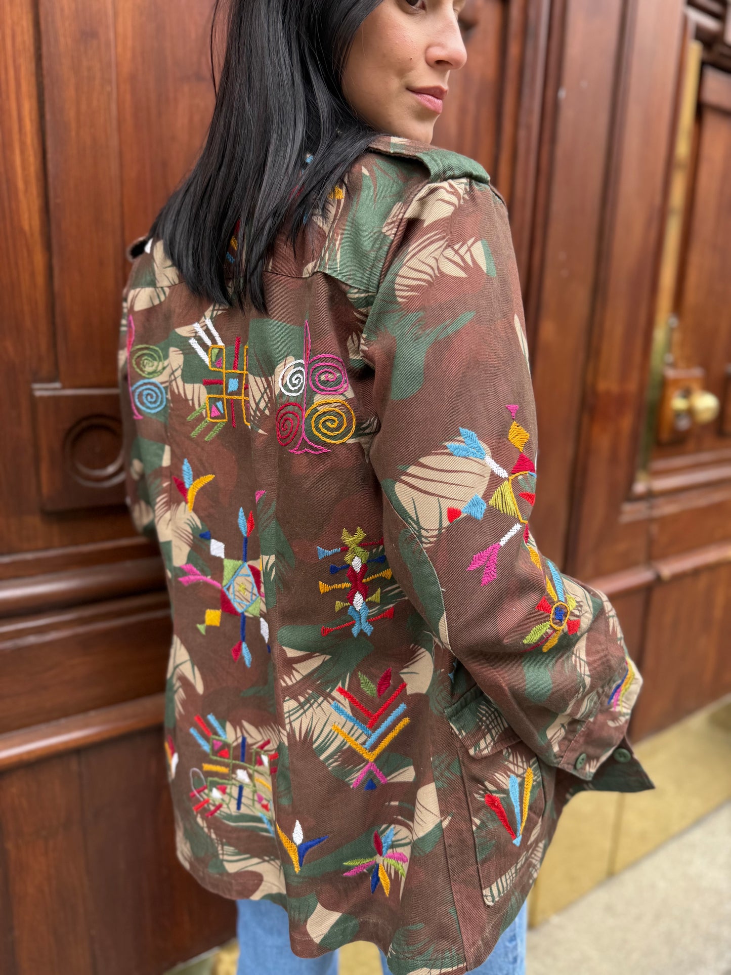 Vintage Army Jacket hand embroidered - Hindi