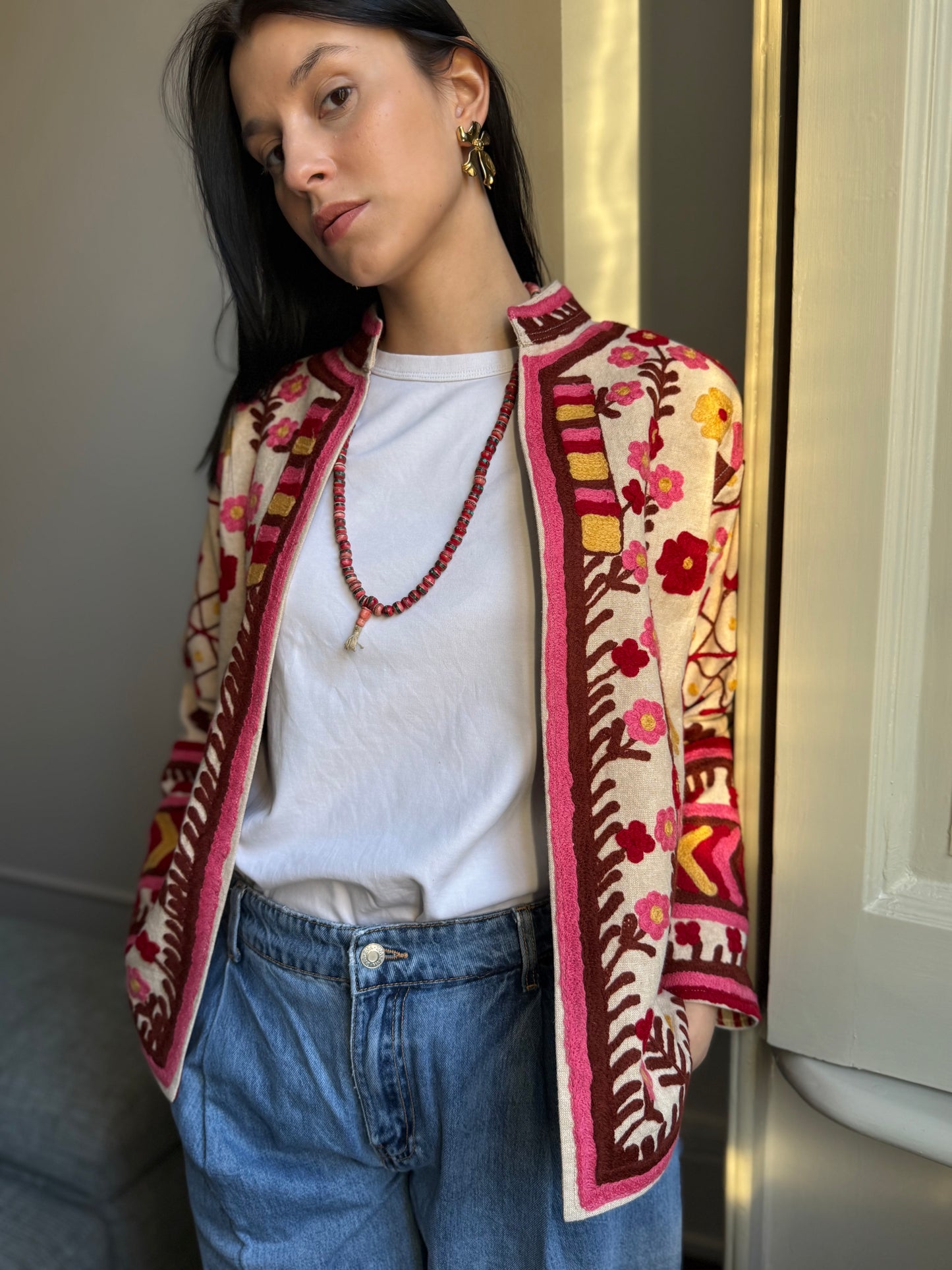 Cotton Bloom Suzani Jacket Embroidered