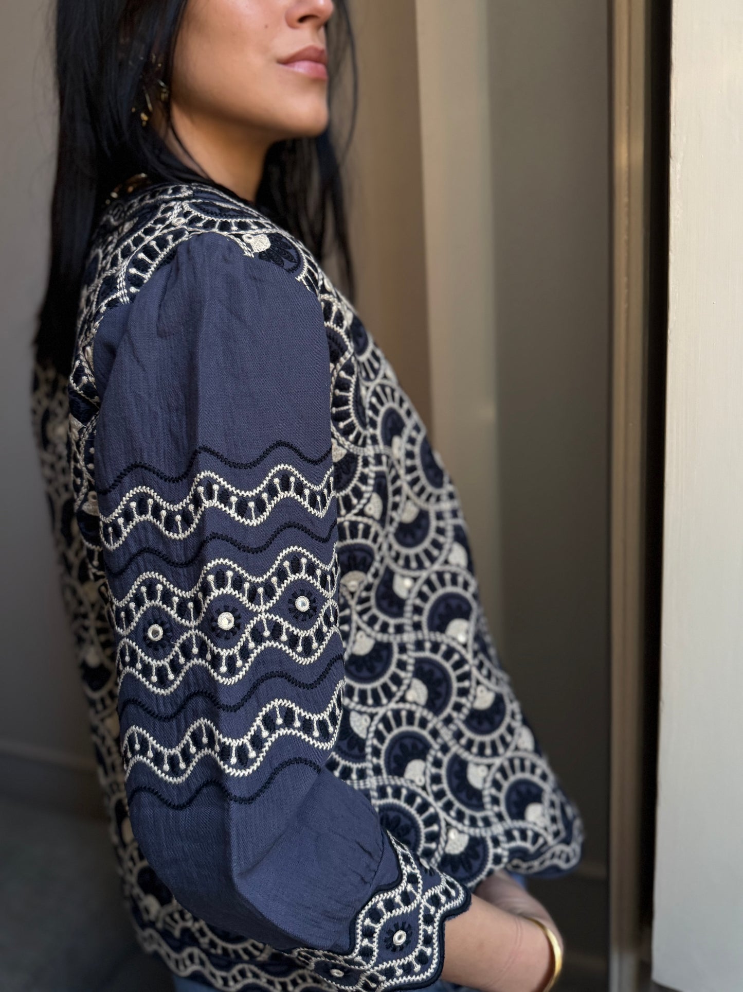 Leila Jacket Embroidered - Blue