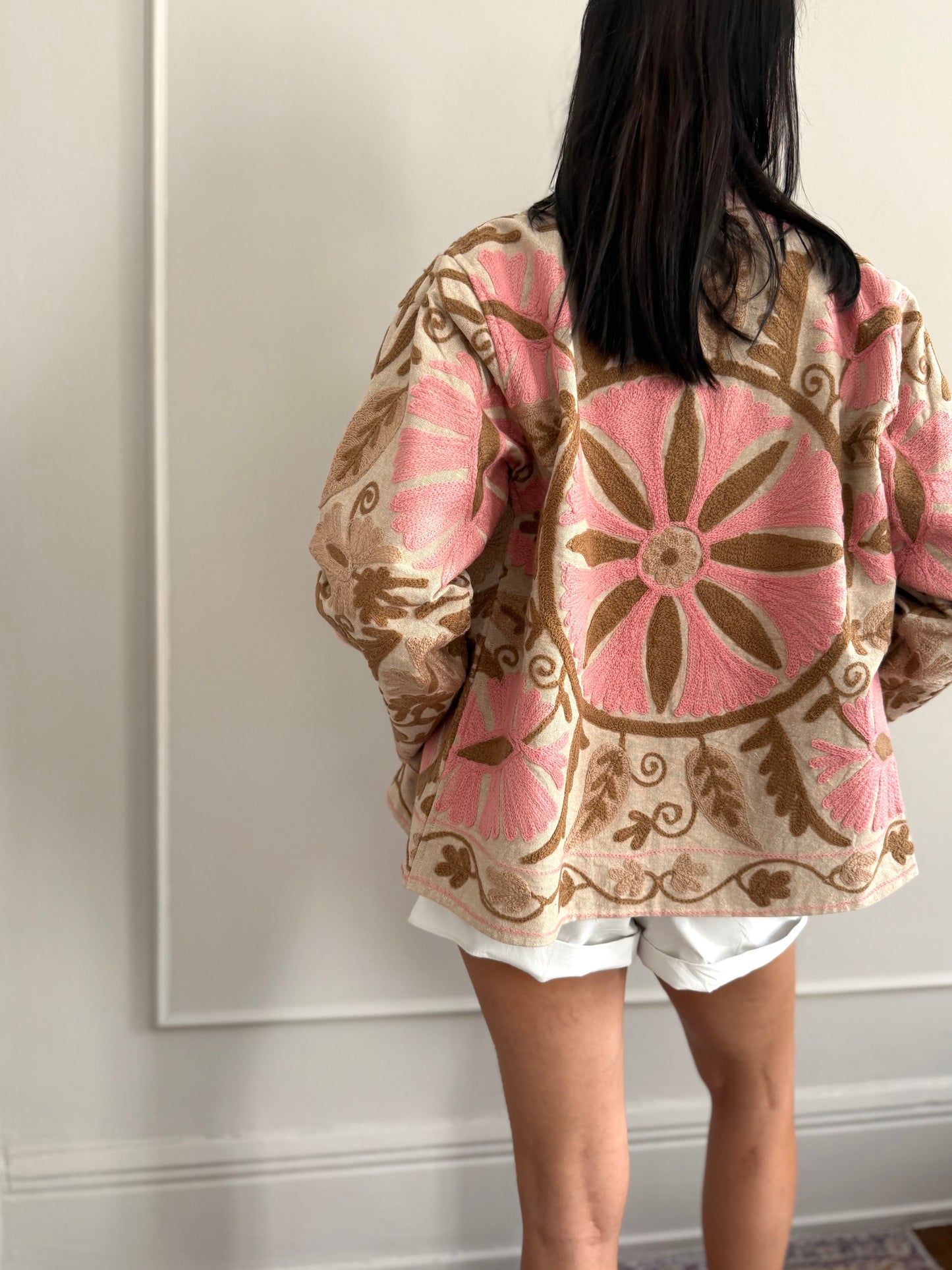 Cotton Linen Suzani Jacket Embroidered