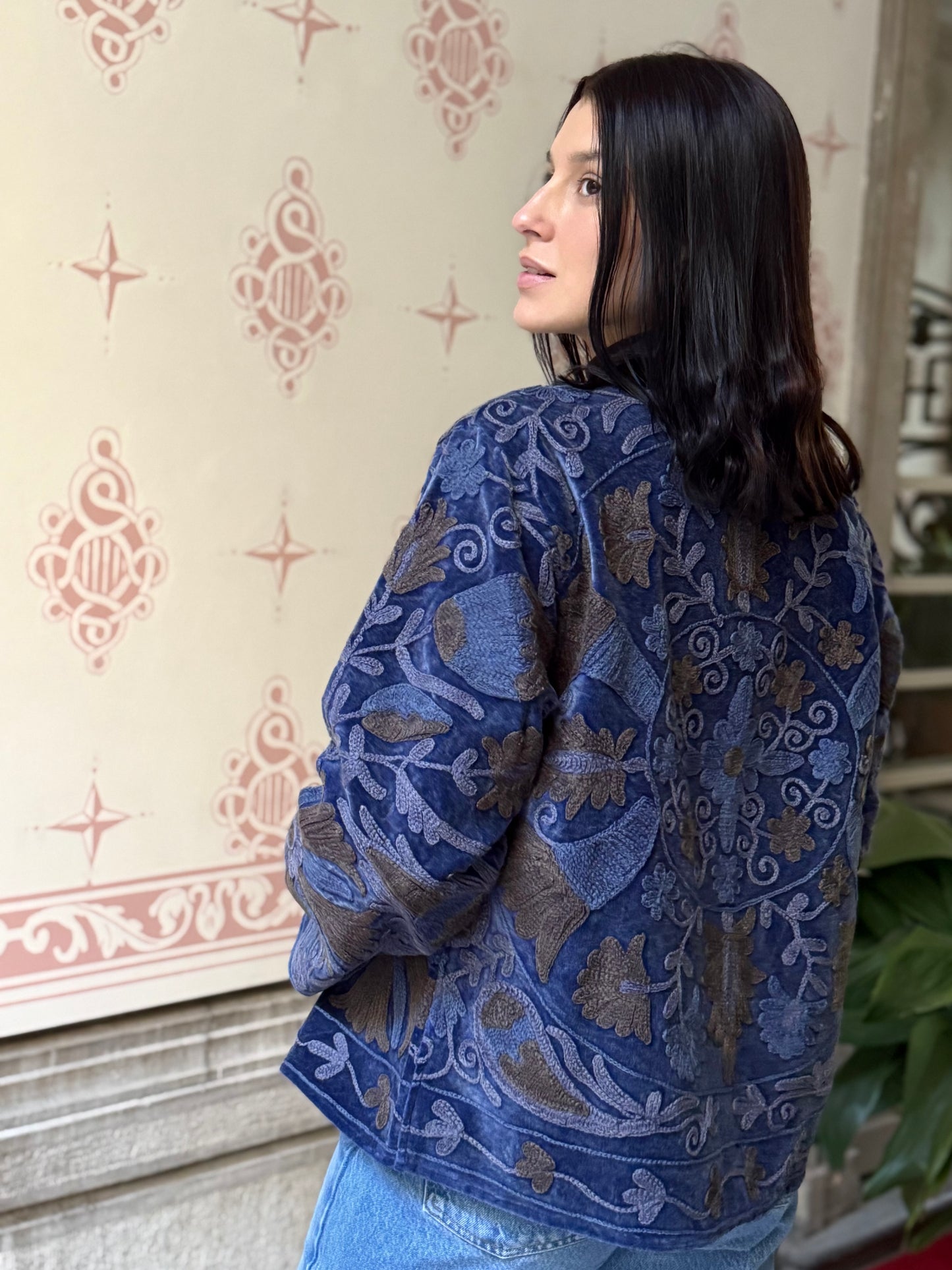 Velvet Jacket Stone Washed - Blue Large