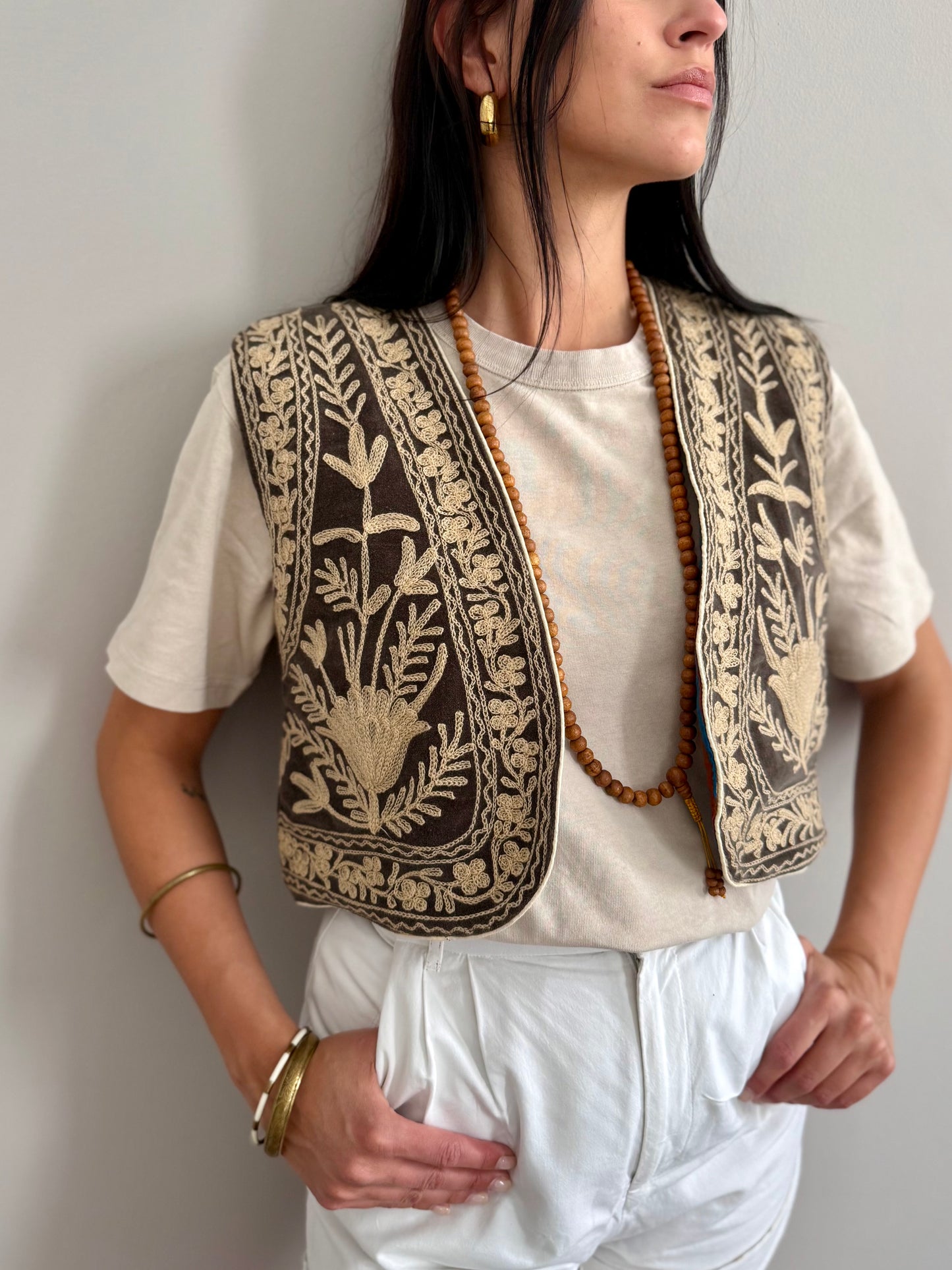 Velvet Boho Embroidered Vest