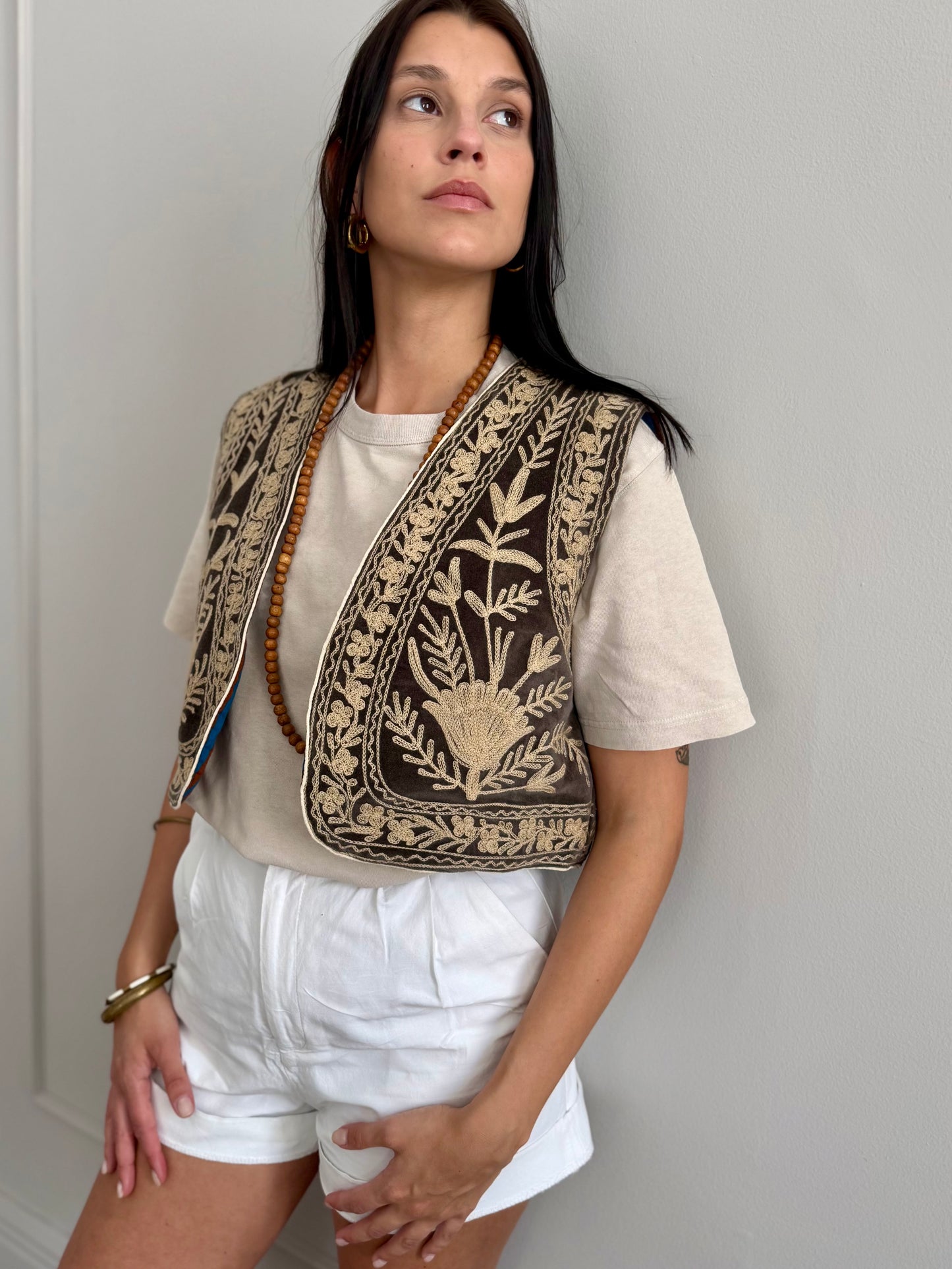 Velvet Boho Embroidered Vest