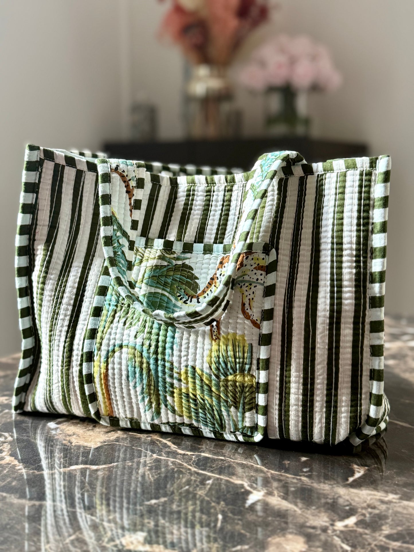 Mini Cotton Quilted Tote Bag