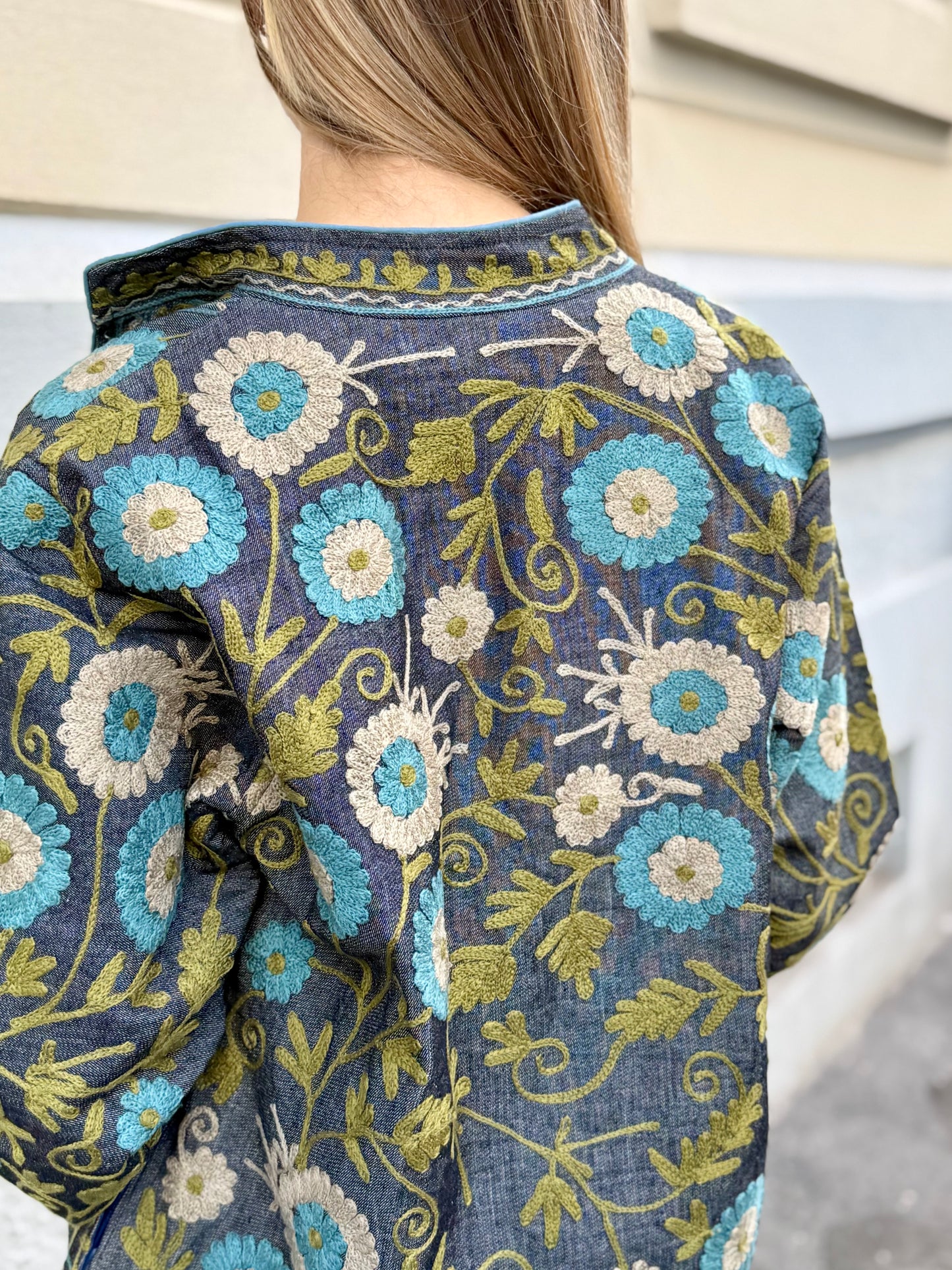 Denim Suzani Jacket Embroidered - limited edition