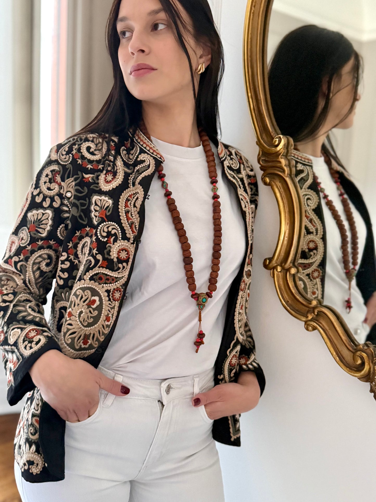 Leila Jacket Embroidered -  Black
