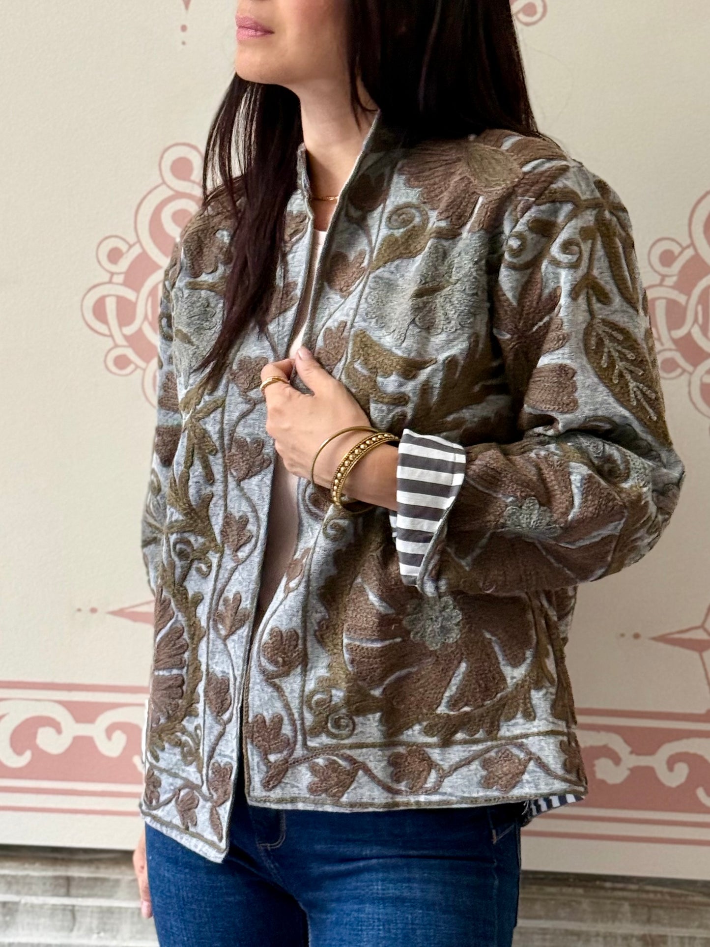Cotton Suzani Jacket Embroidered Reversible
