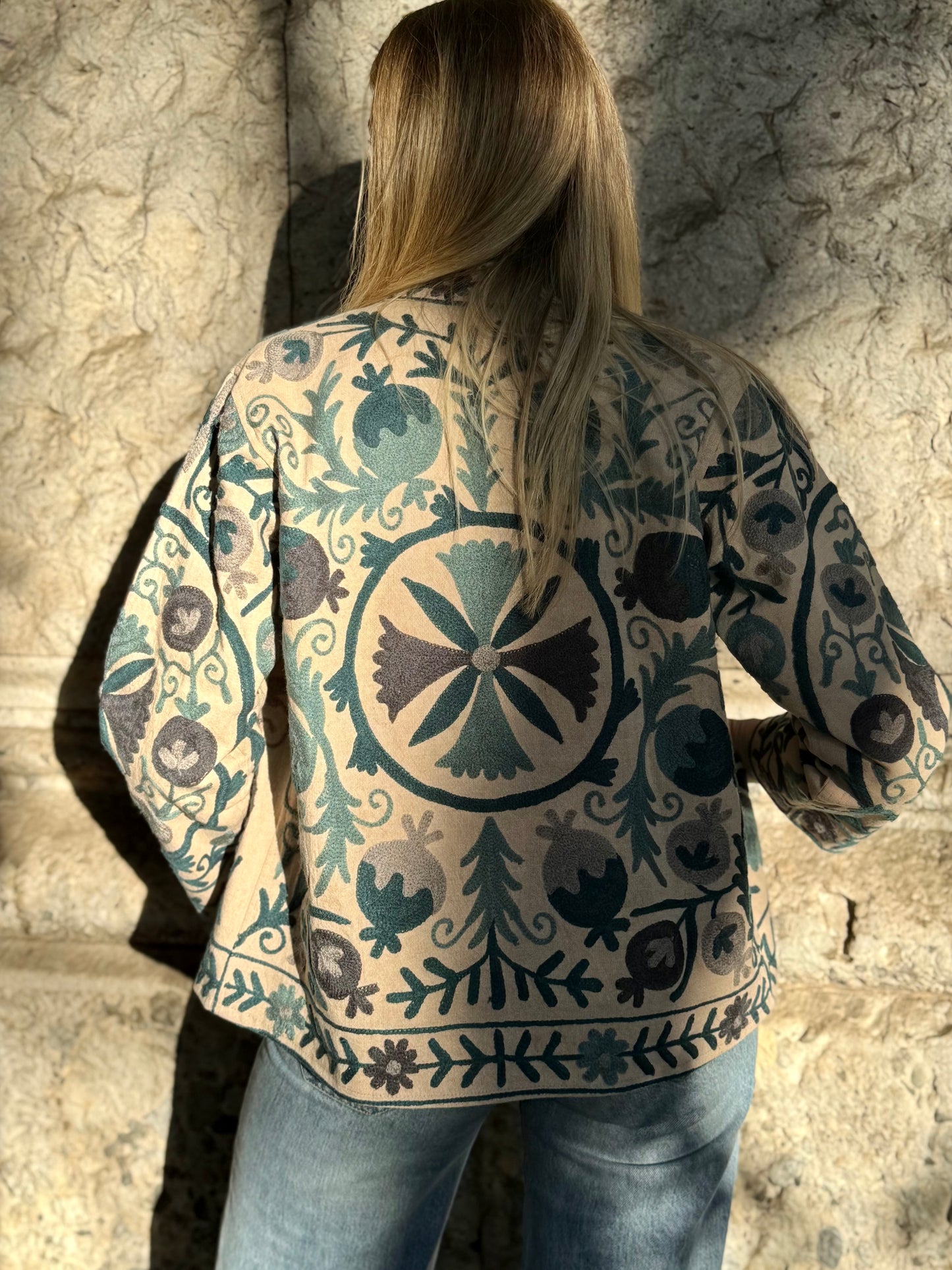 Cotton Linen Suzani Jacket Embroidered