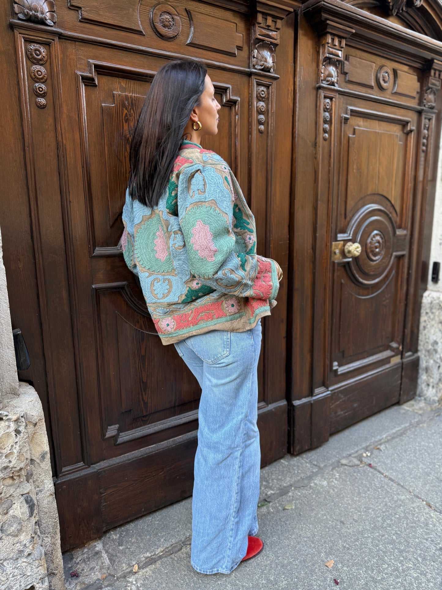 Cotton Stone Washed Suzani Jacket Embroidered