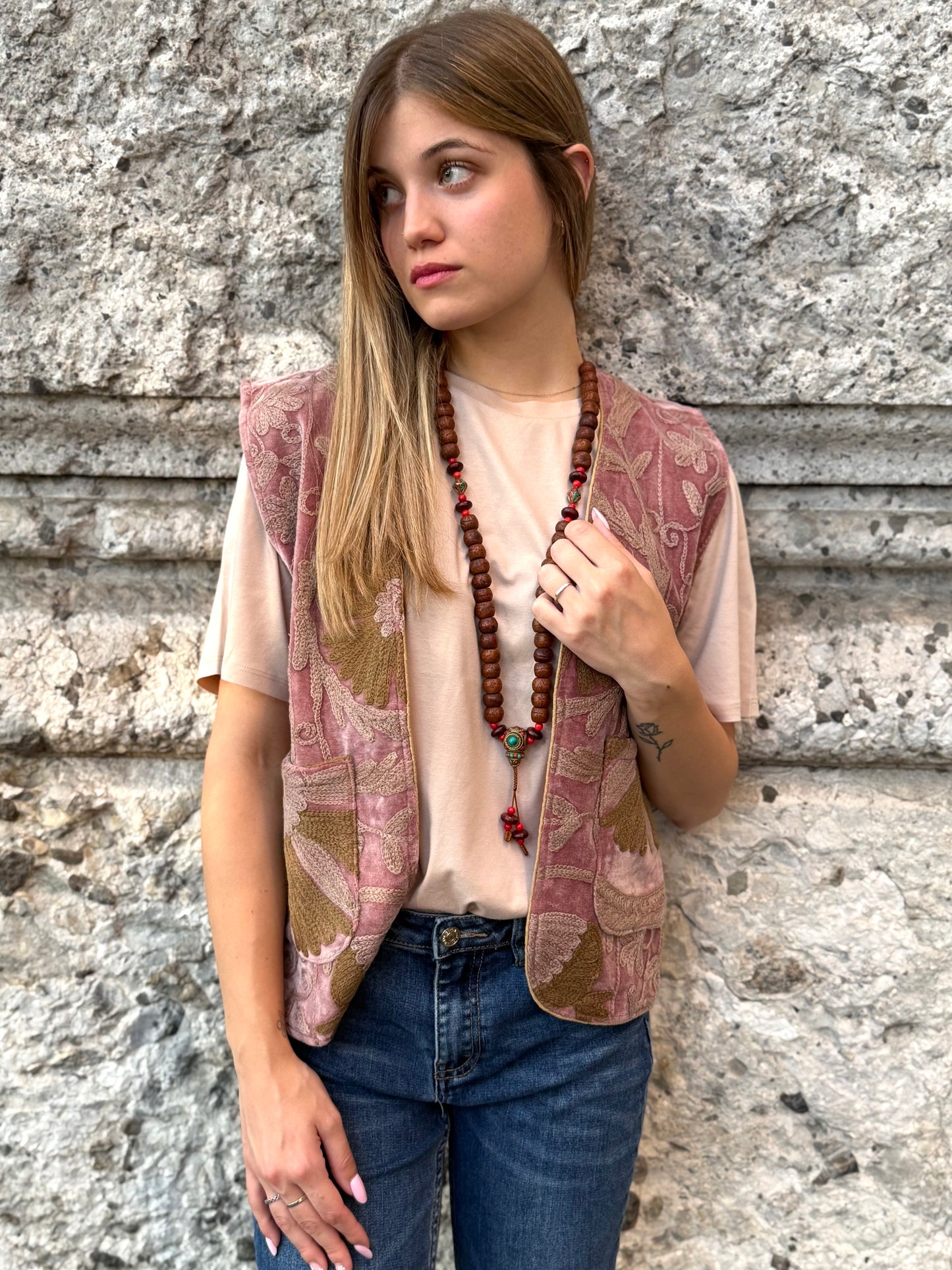 Velvet Boho Embroidered Vest Gilet