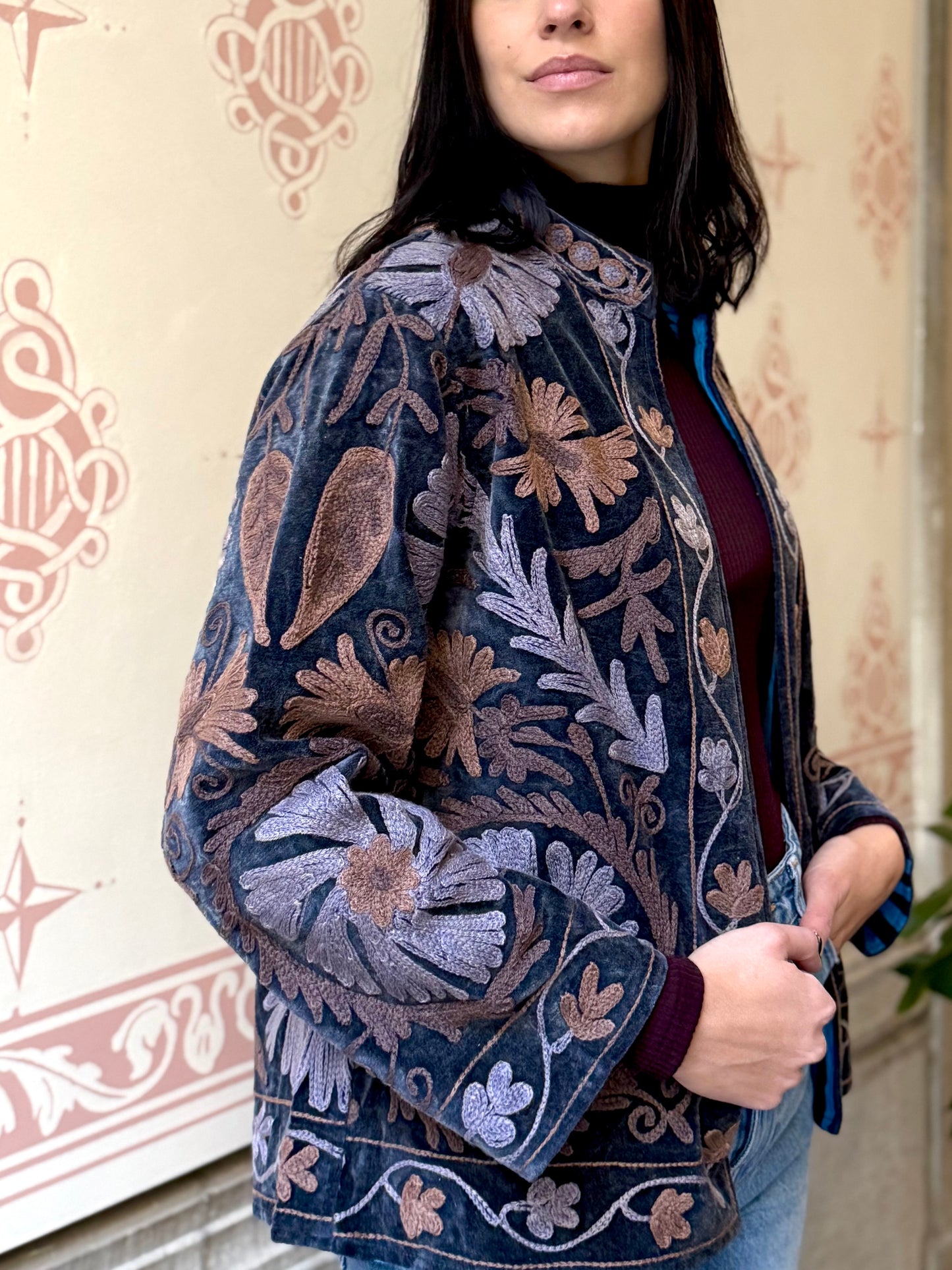 Velvet Jacket Stone Washed - Blue Large