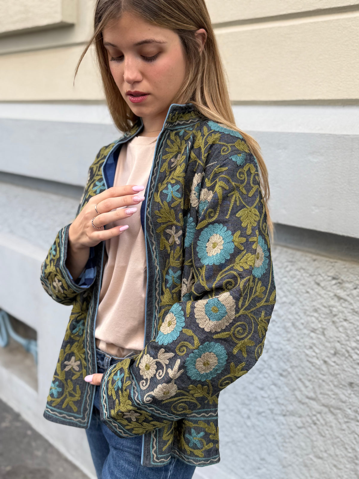 Denim Suzani Jacket Embroidered - limited edition