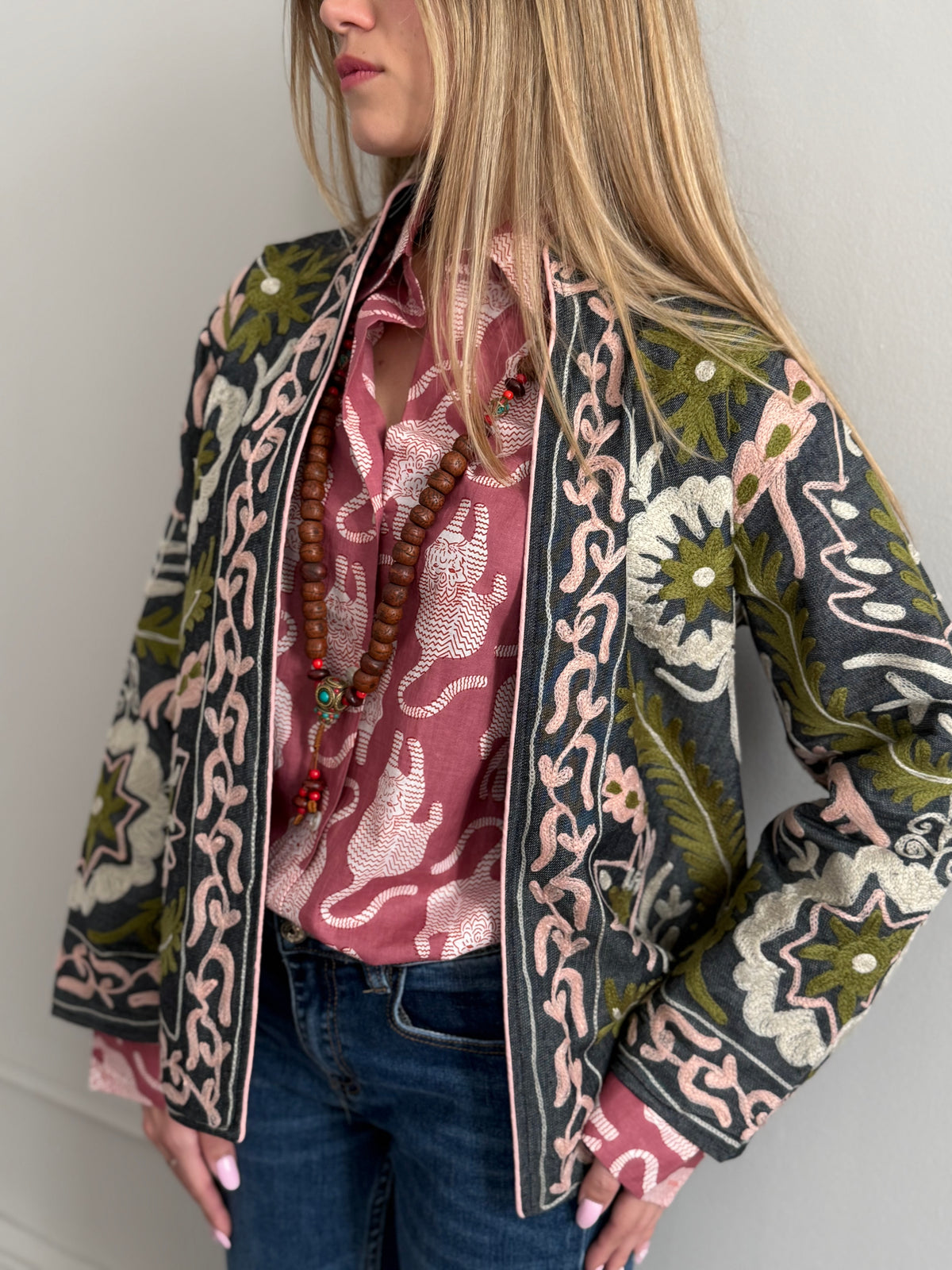 Denim Suzani Jacket Embroidered - limited edition