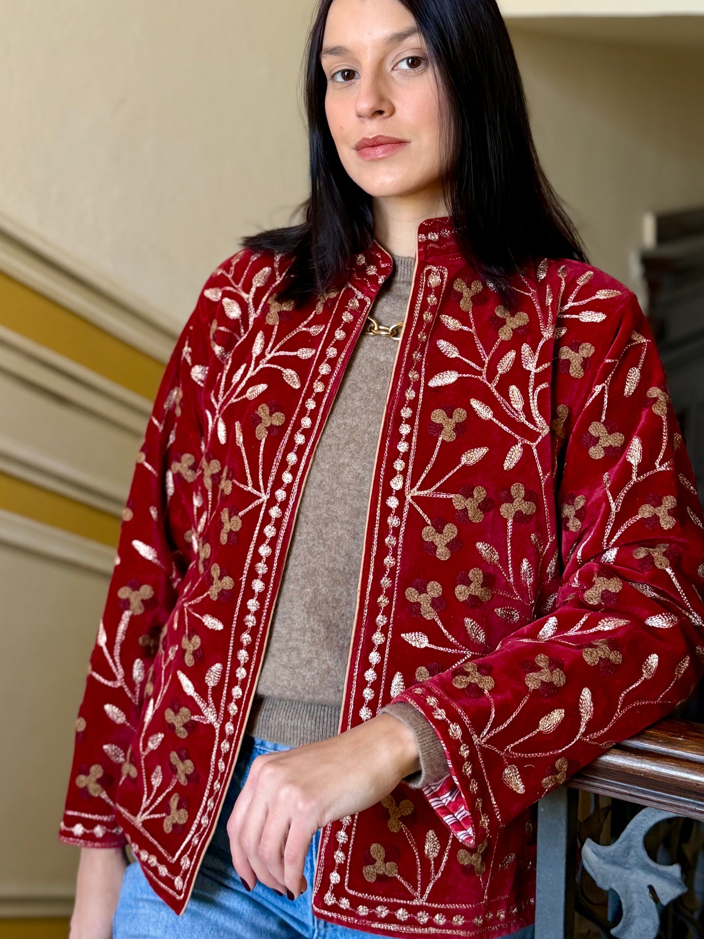 Zari Velvet Jacket - Burgundy