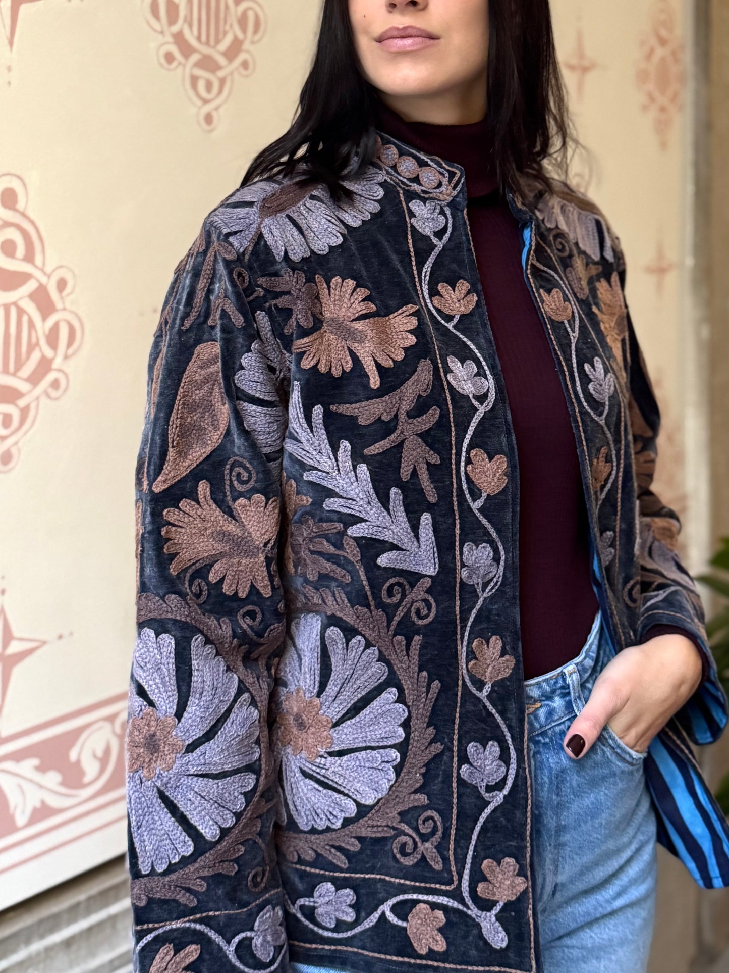 Velvet Jacket Stone Washed - Blue Large