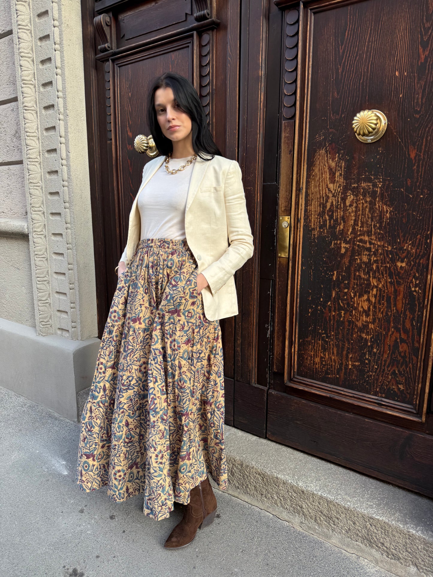 Eve Long Flounced Skirt
