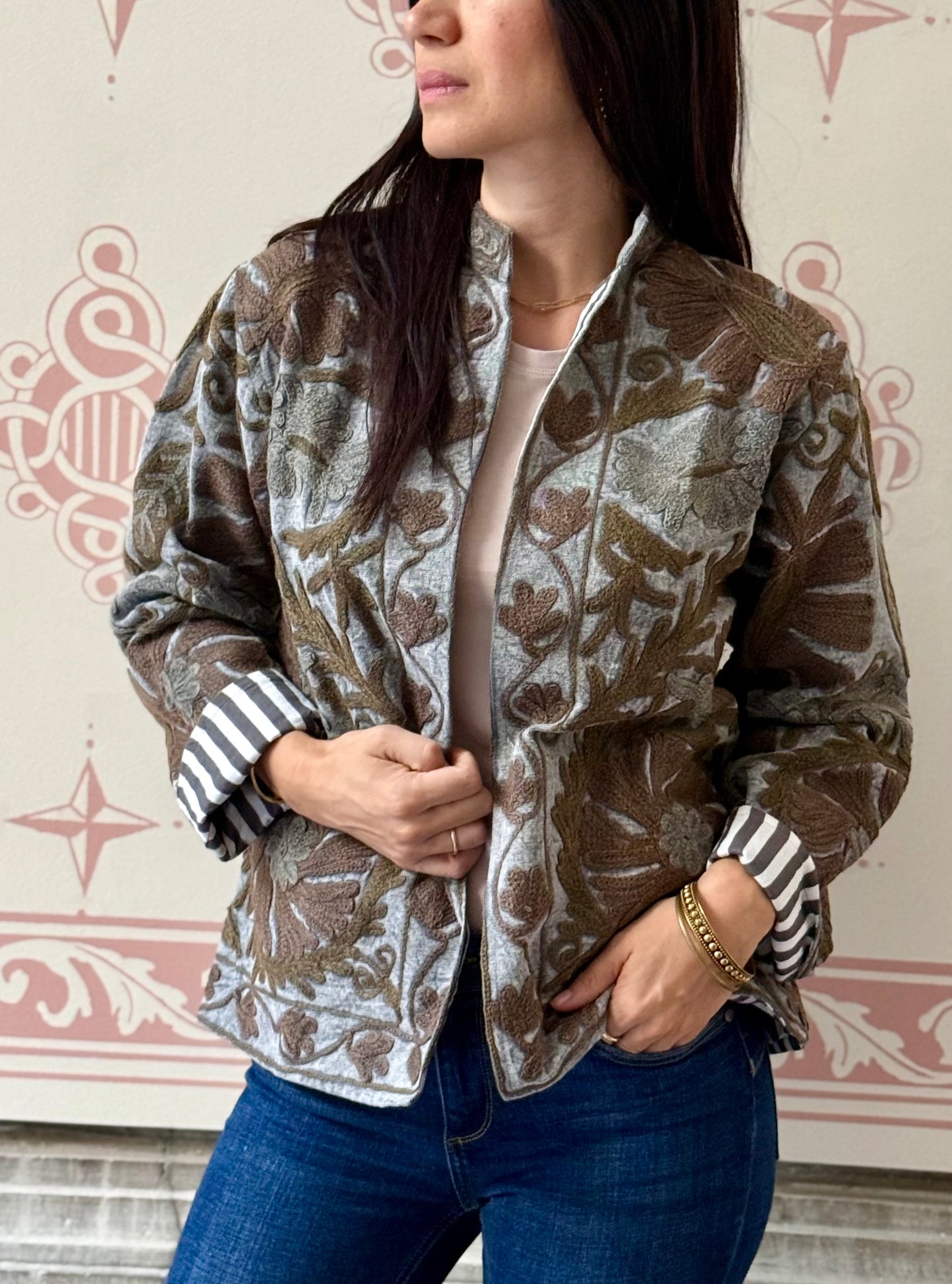 Cotton Suzani Jacket Embroidered Reversible