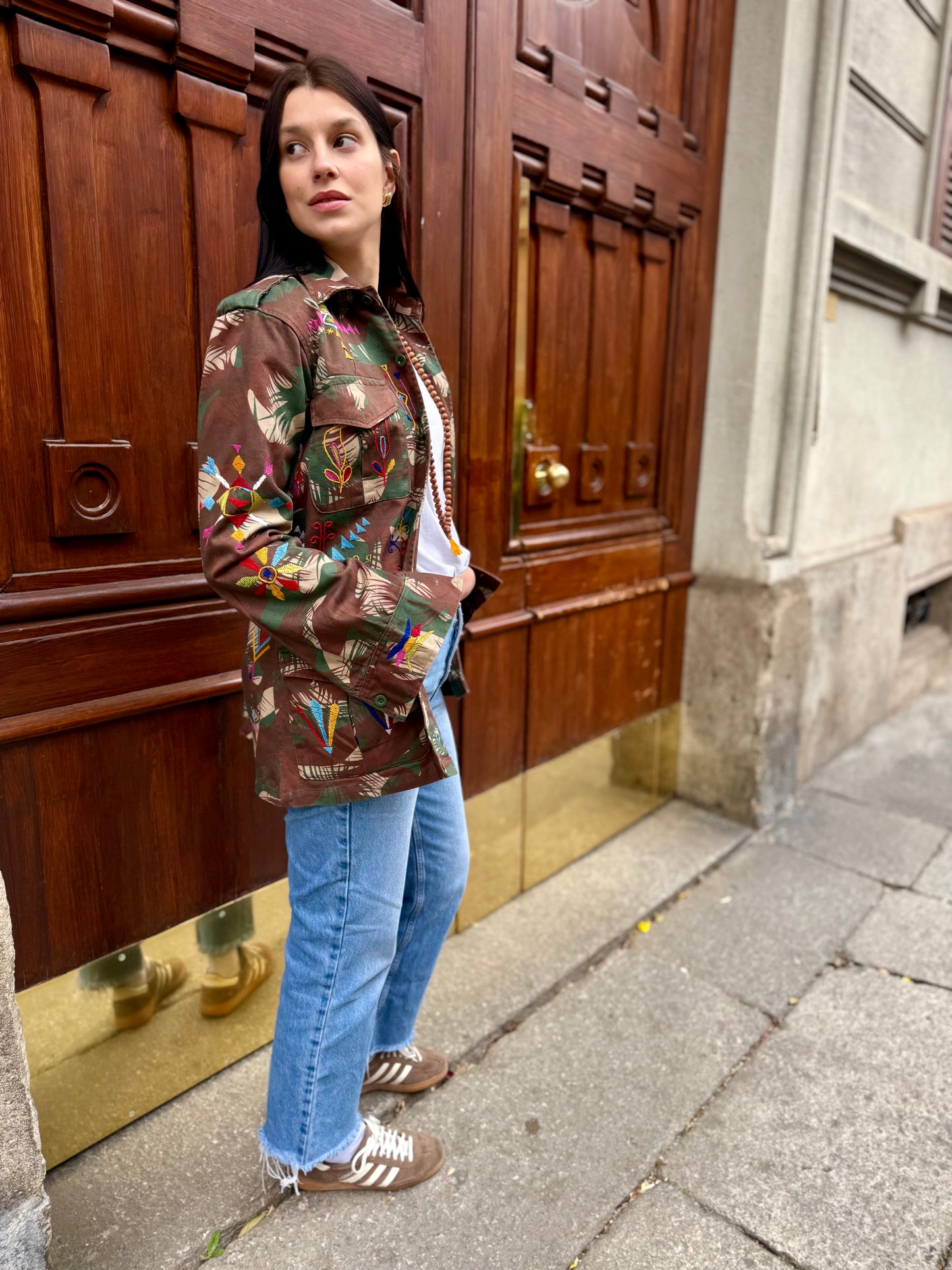 Vintage Army Jacket hand embroidered - Hindi