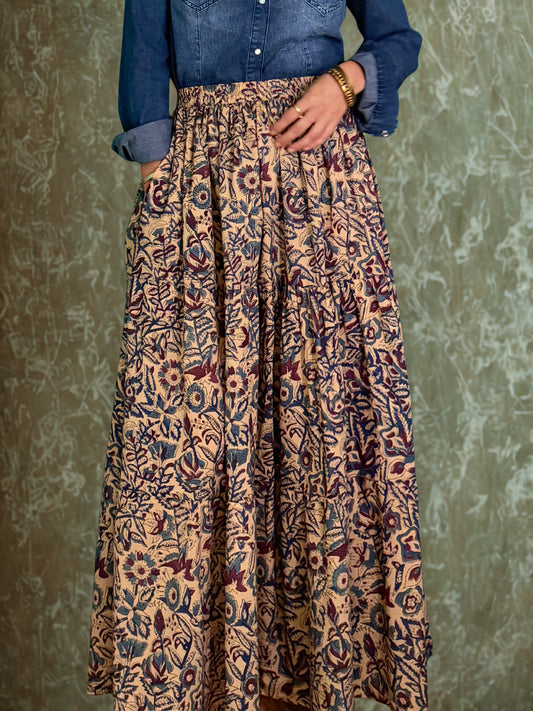 Eve Long Flounced Skirt - Autumn