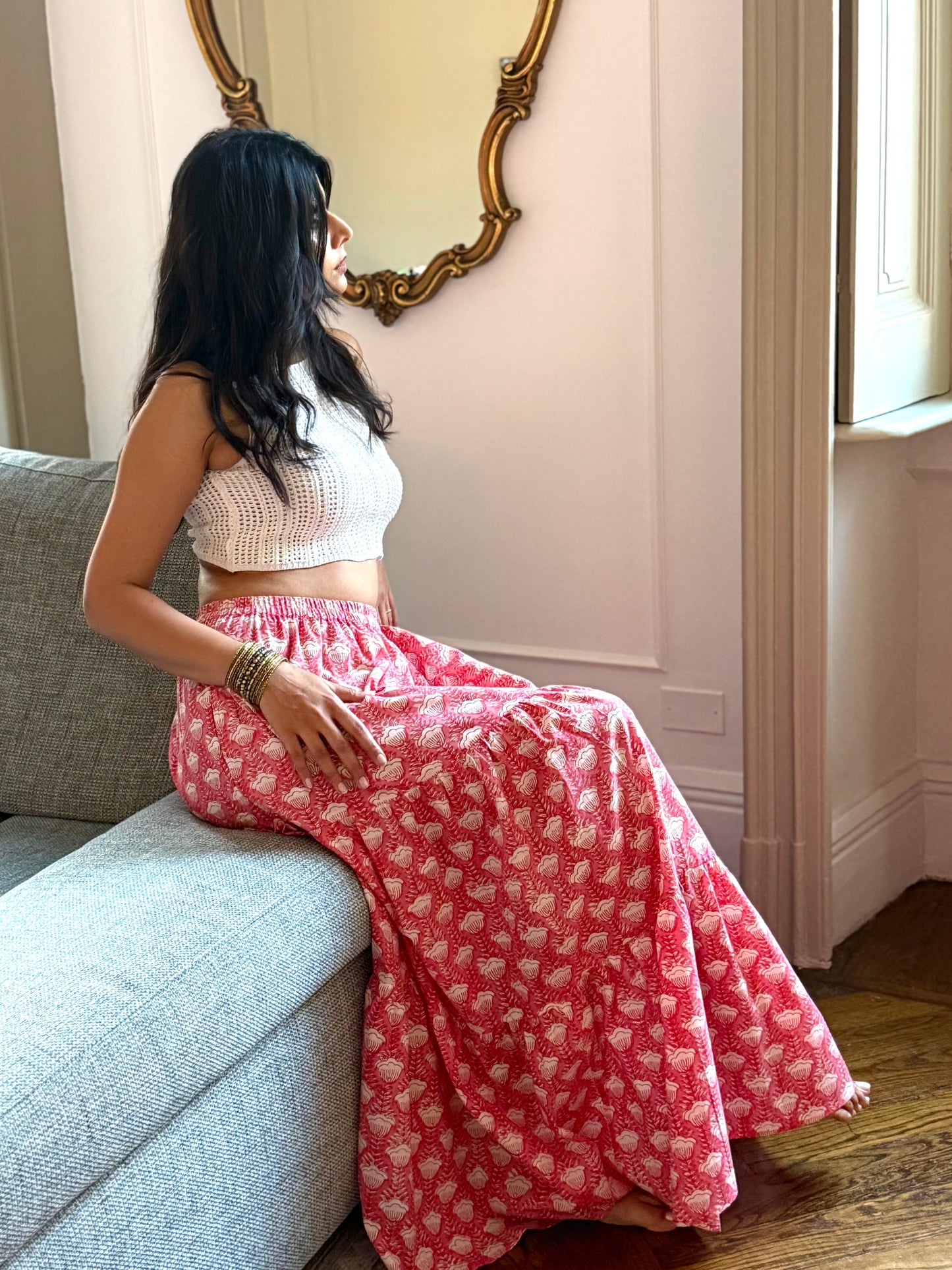 Divina Long Flounced Skirt