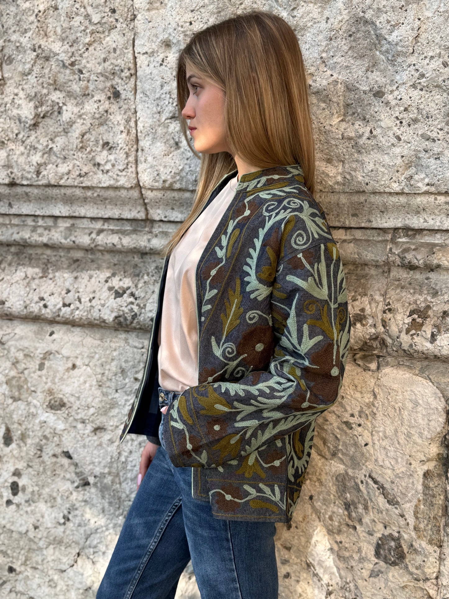 Denim Suzani Jacket Embroidered - limited edition