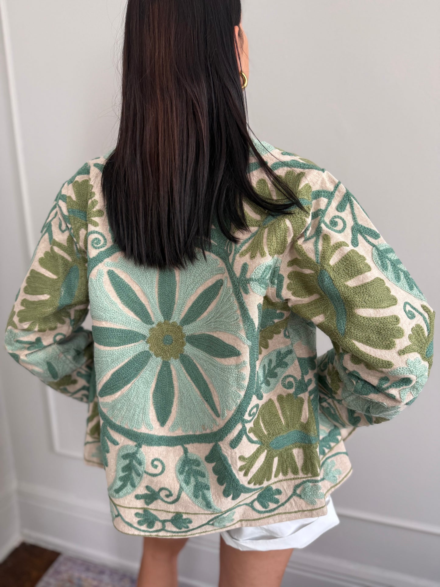 Cotton Linen Suzani Jacket Embroidered