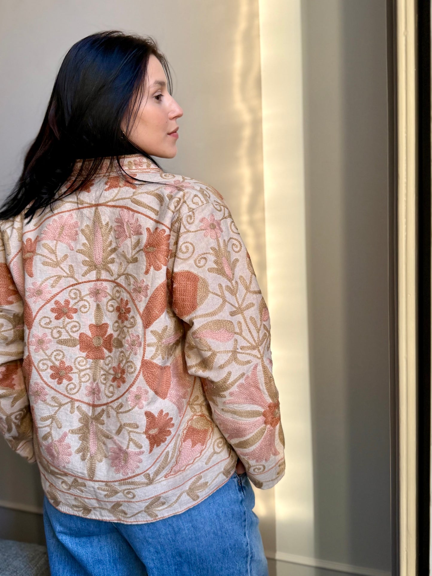 Cotton Linen Suzani Jacket Embroidered