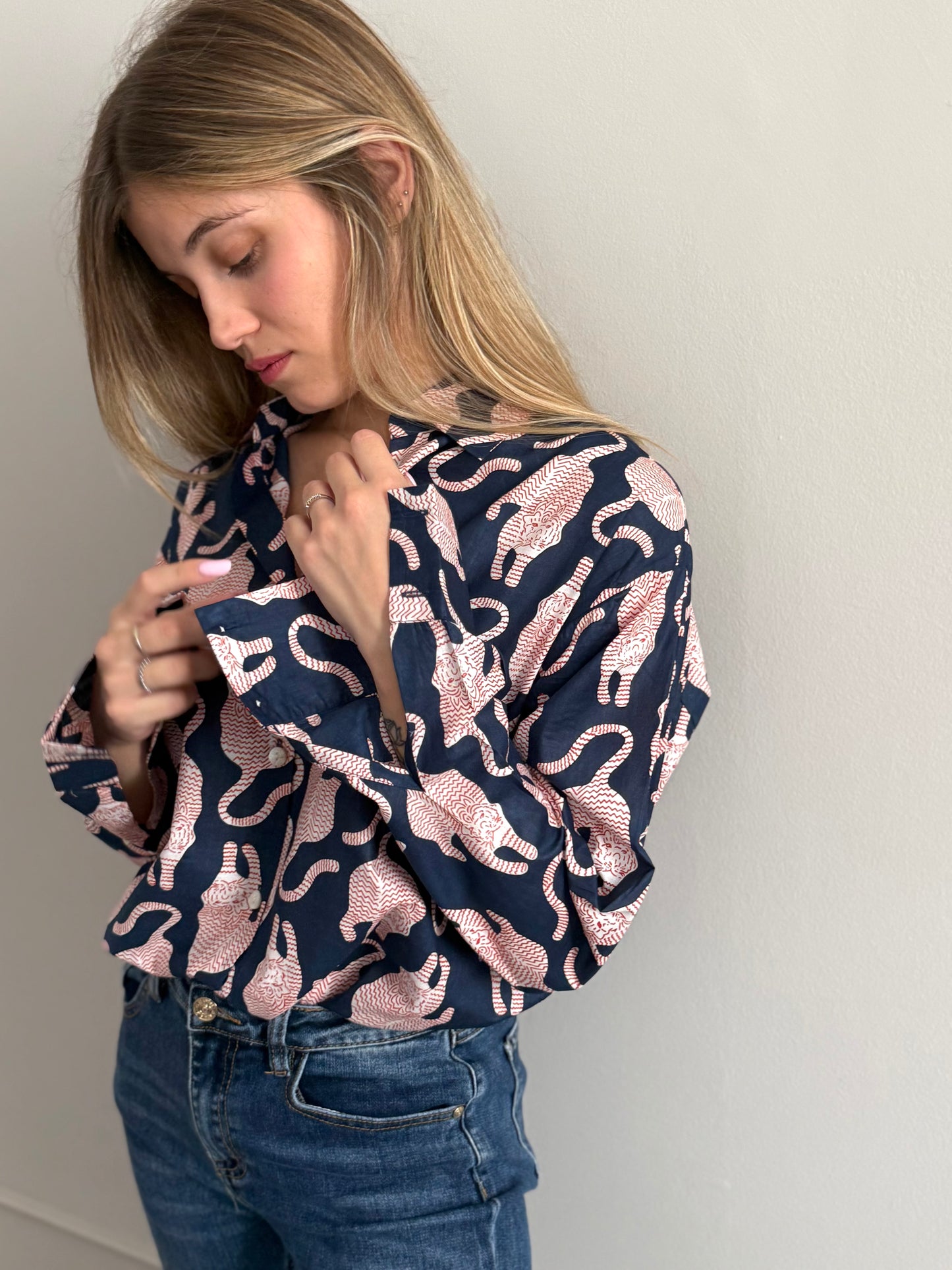 Cotton Shirt - Tibetan Tiger Blue
