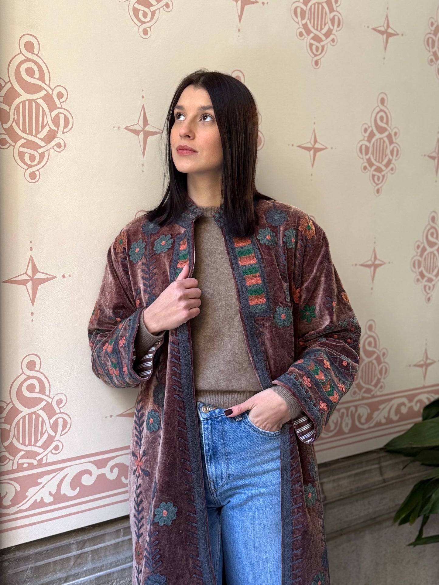 Velvet Embroidered Coat