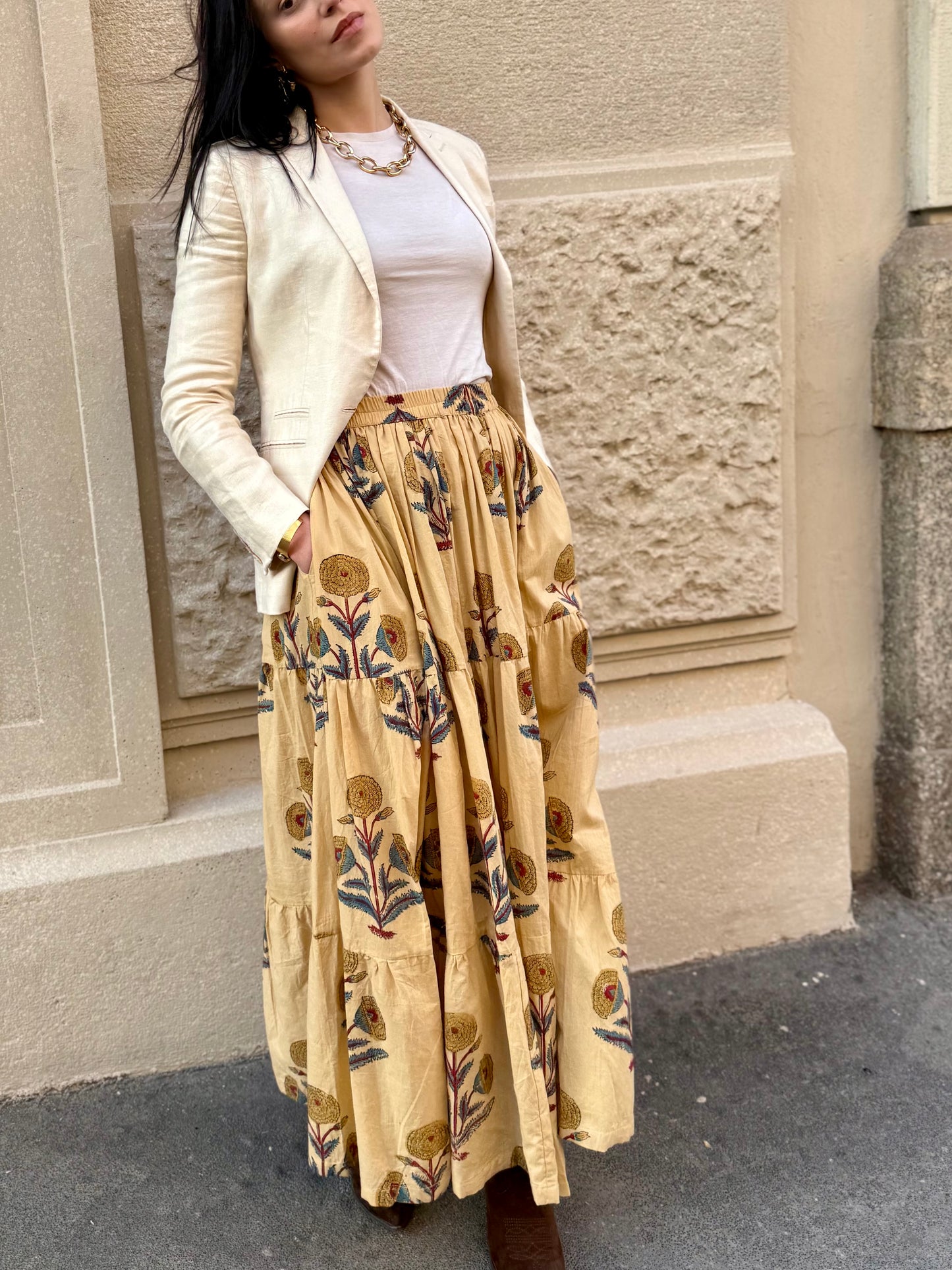 Eve Long Flounced Skirt