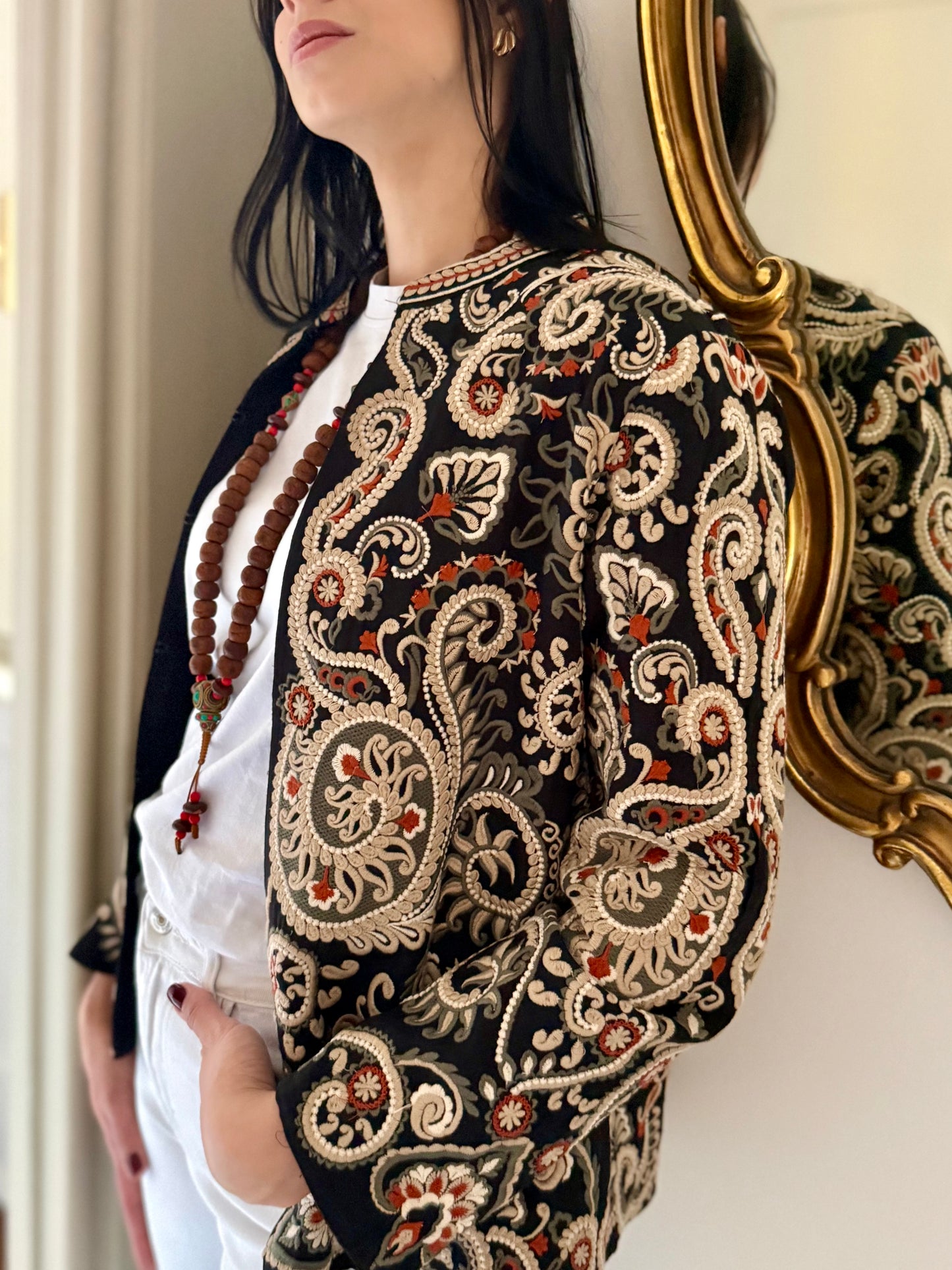 Leila Jacket Embroidered -  Black