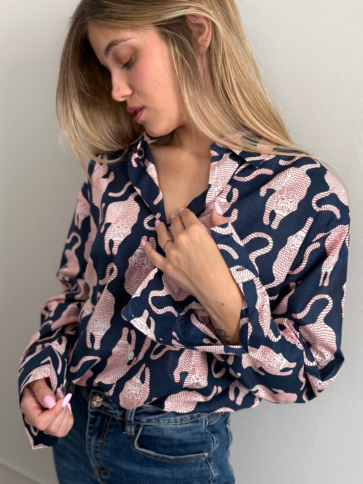 Cotton Shirt - Tibetan Tiger Blue