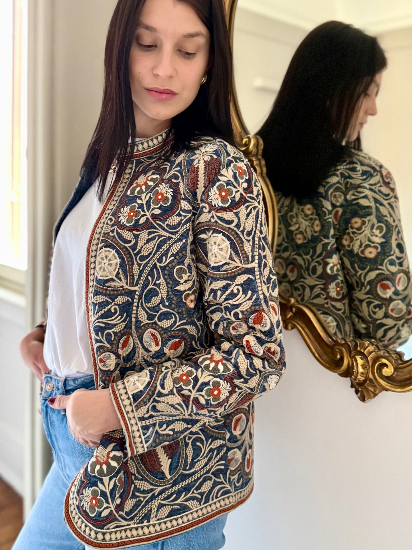 Leila Jacket Embroidered - Denim