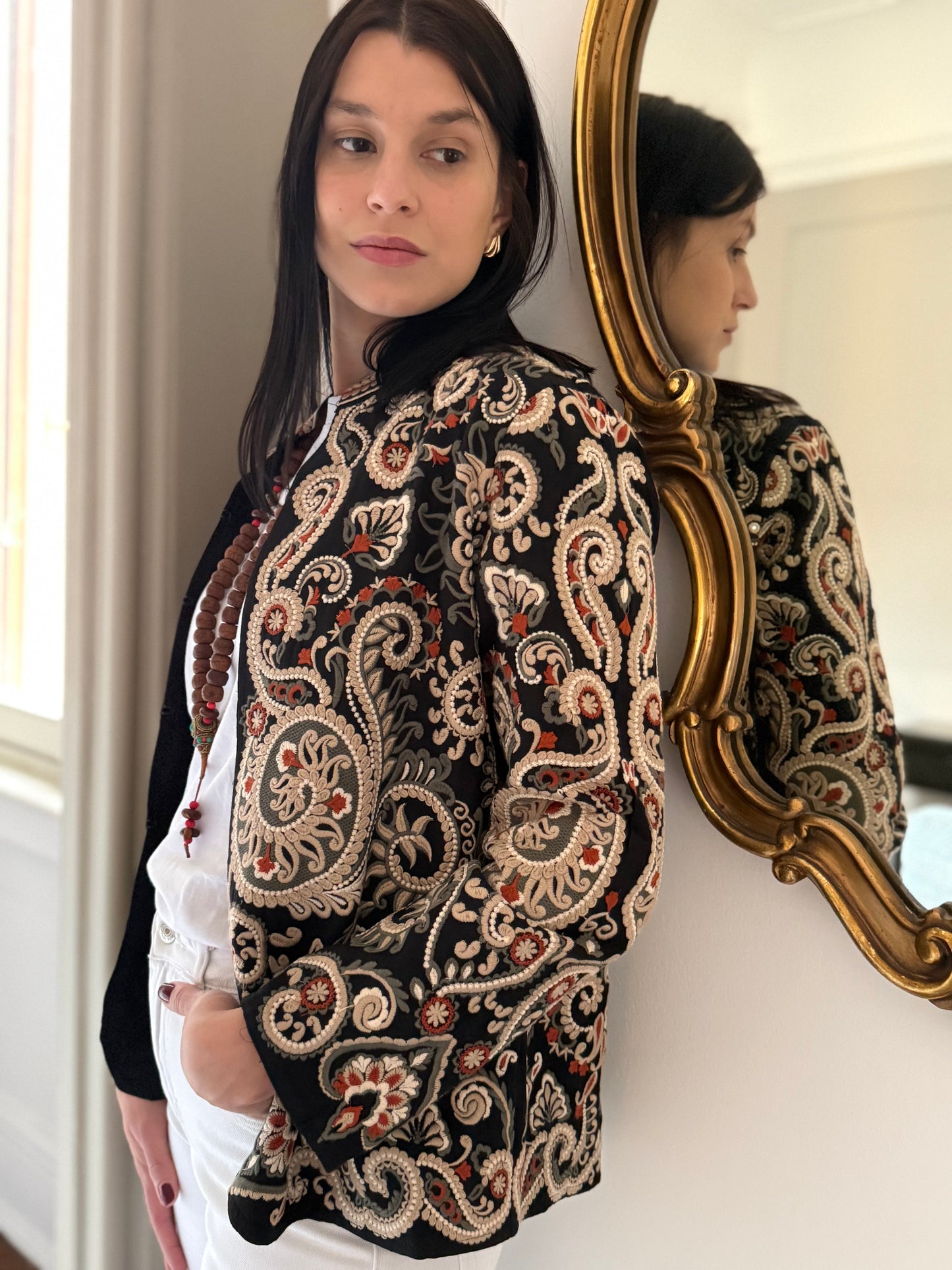 Leila Jacket Embroidered -  Black