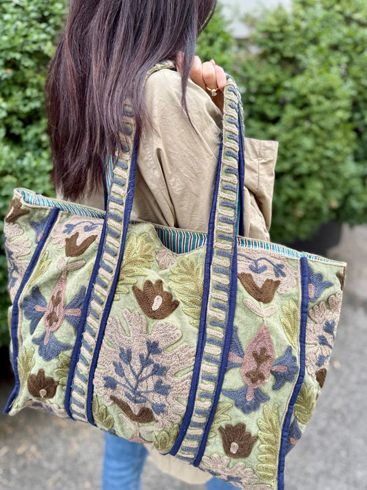 Suzani Embroidered Tote Bag