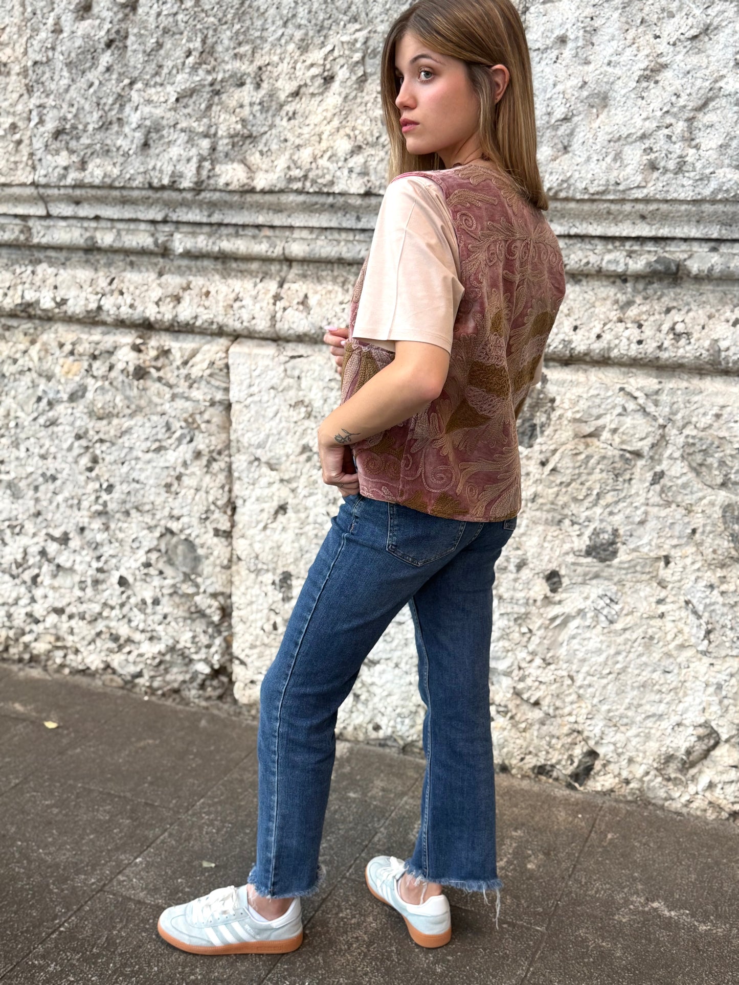 Velvet Boho Embroidered Vest Gilet