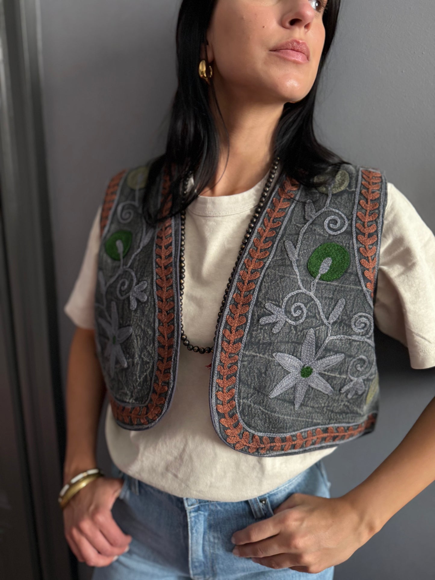 Cotton Boho Embroidered Vest