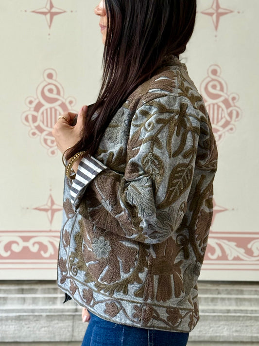 Cotton Suzani Jacket Embroidered Reversible
