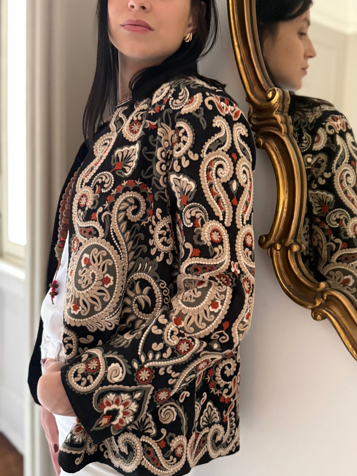 Leila Jacket Embroidered -  Black
