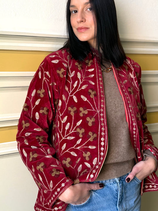 Zari Velvet Jacket - Burgundy