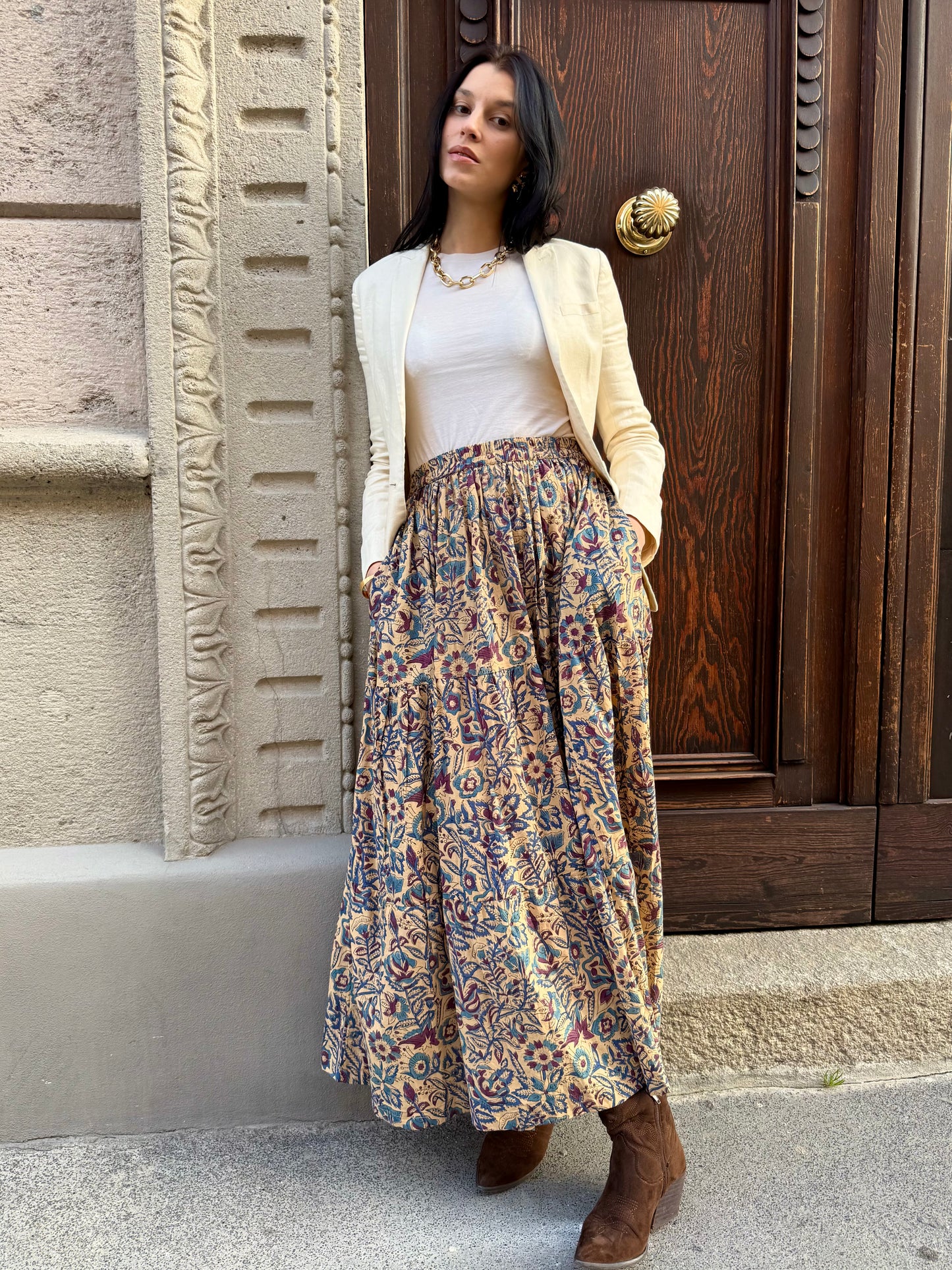 Eve Long Flounced Skirt