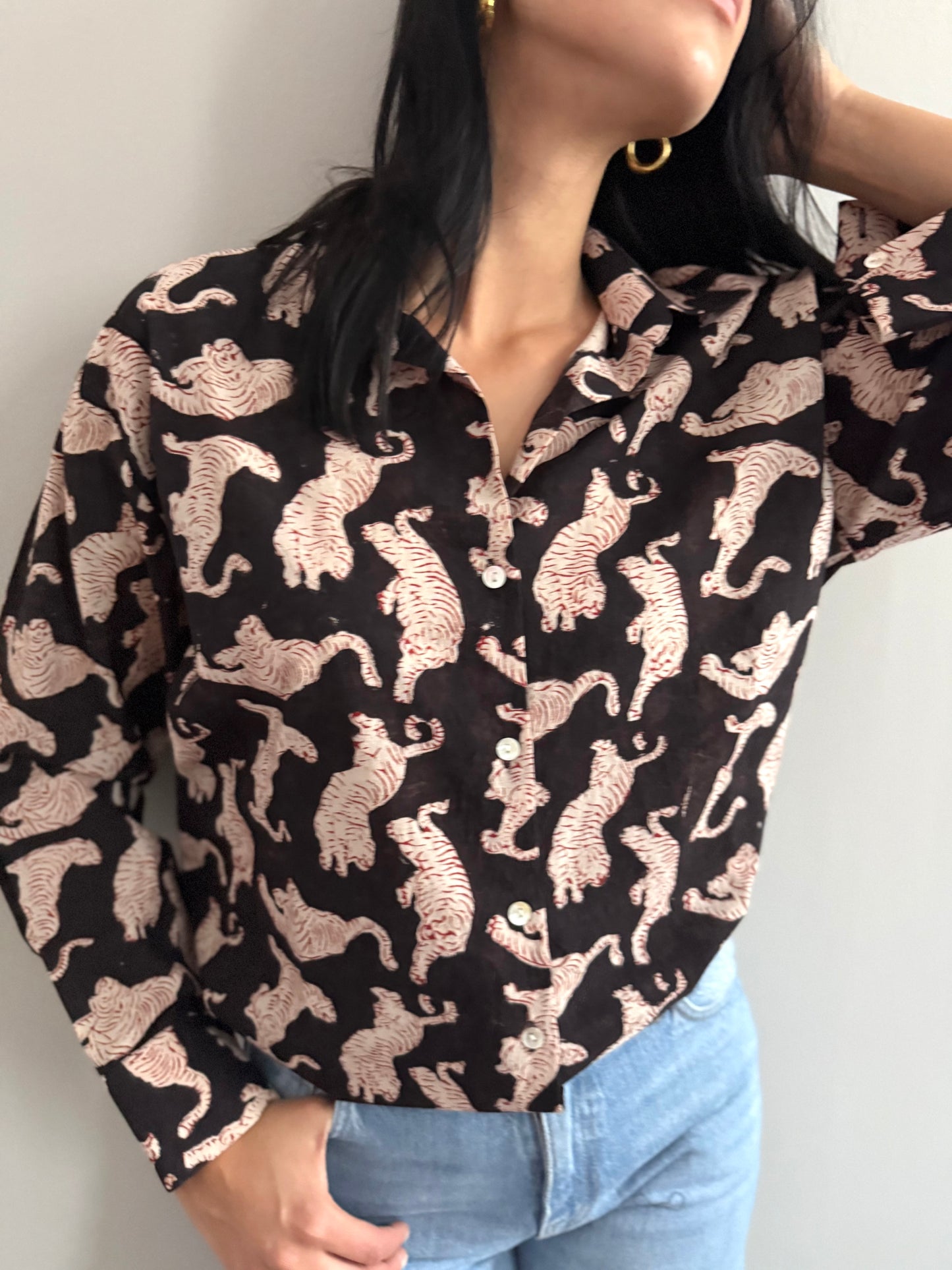 Cotton Shirt - Chinese Tiger Black