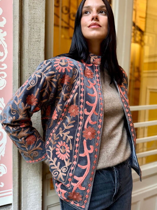 Paris Velvet Jacket - Grey Medium