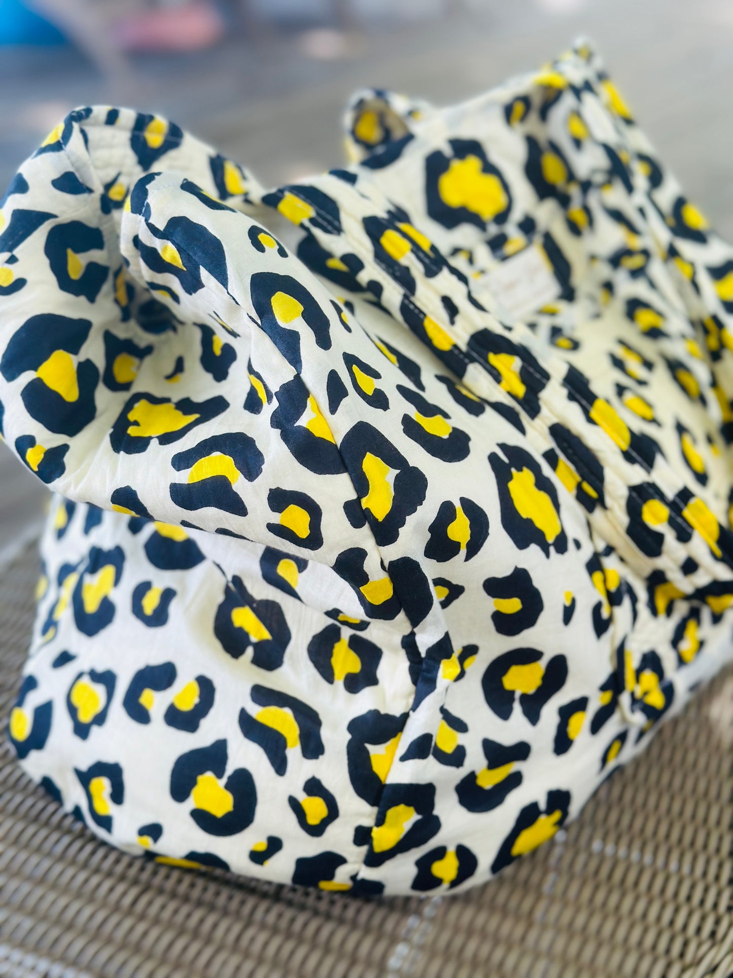 Quilted organic cotton Tote Bag - Leopard