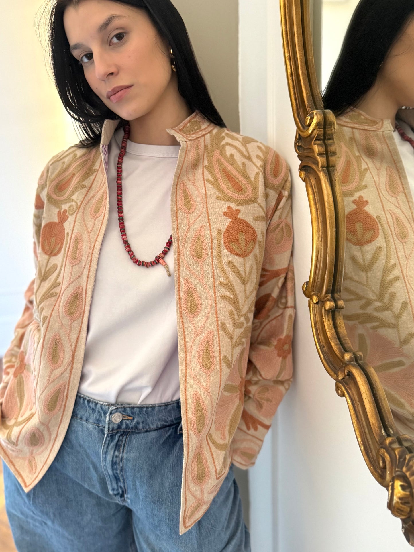 Cotton Linen Suzani Jacket Embroidered