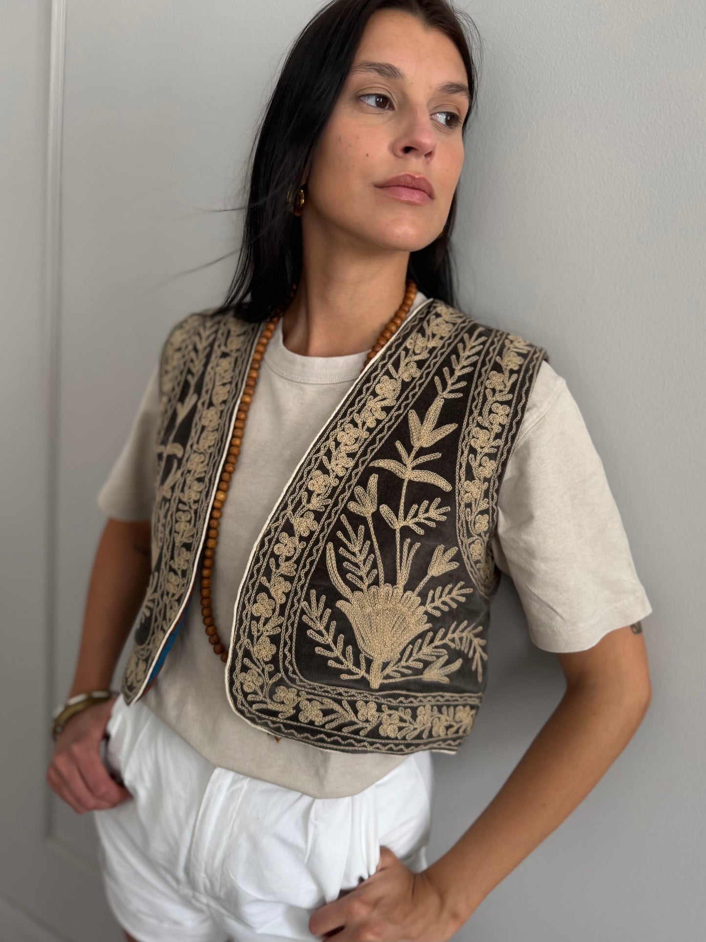 Velvet Boho Embroidered Vest