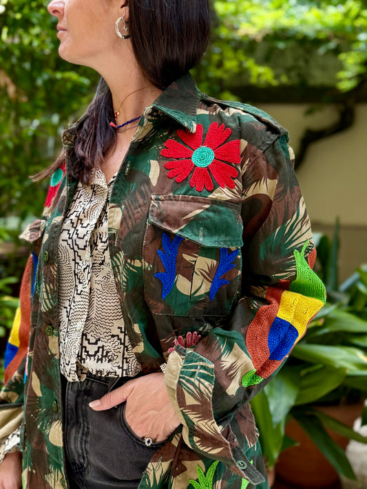 Vintage Army Jacket hand embroidered - Heather