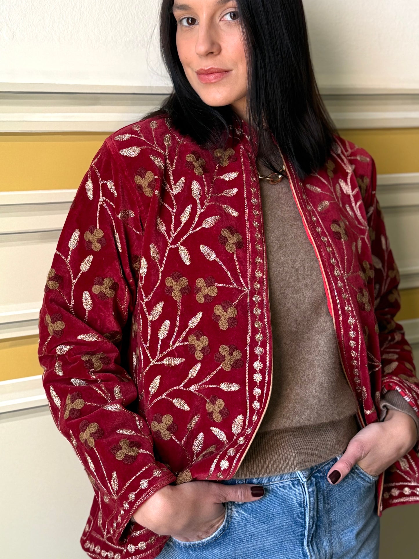 Zari Velvet Jacket - Burgundy