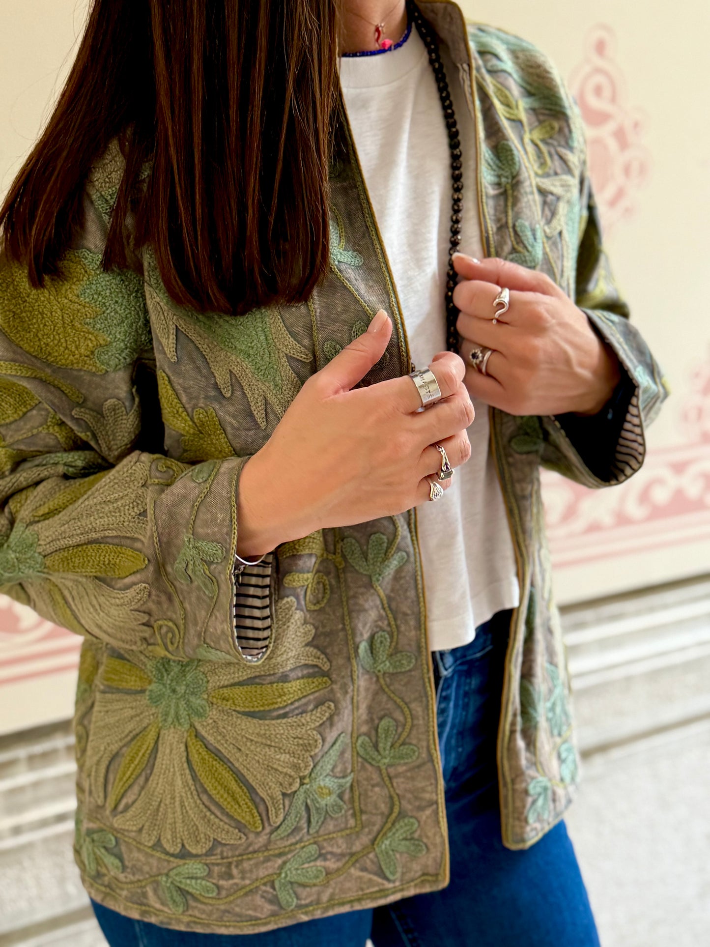 Cotton Suzani Jacket Embroidered Reversible
