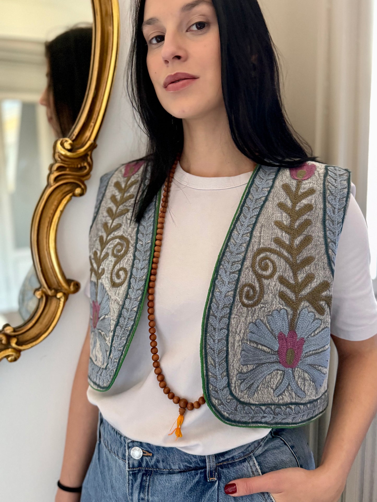 Cotton Boho Embroidered Vest